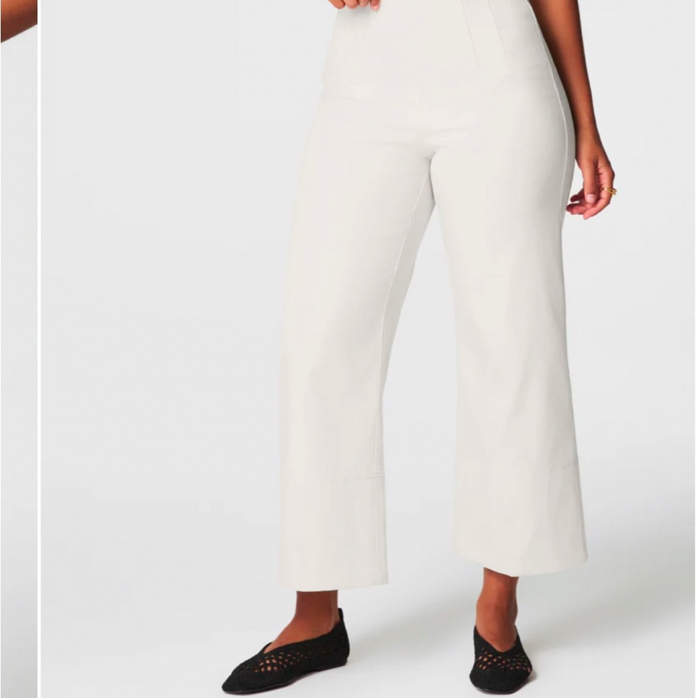 SPANX Cream Wide Leg Cropped Pants